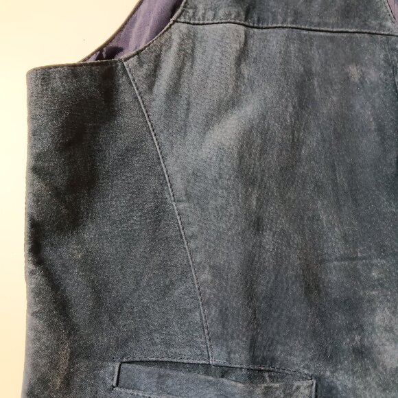 Men's "Personal Choice" Suede Vest with Snap closure / Blue / Size Large - Picture 7 of 14